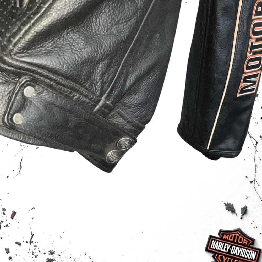 Harley Davidson Biker Leather Jacket w Zip Out Liner/Windbreaker Men 2XL - Picture 8 of 13